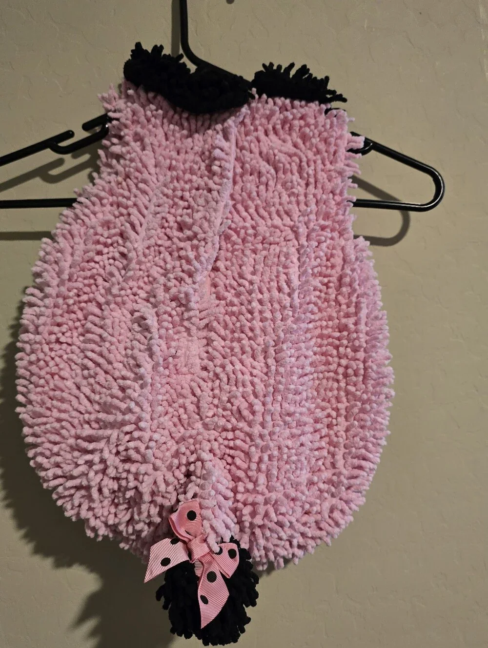 Pink Plush Puppy Costume Hood and Mittens for Kids